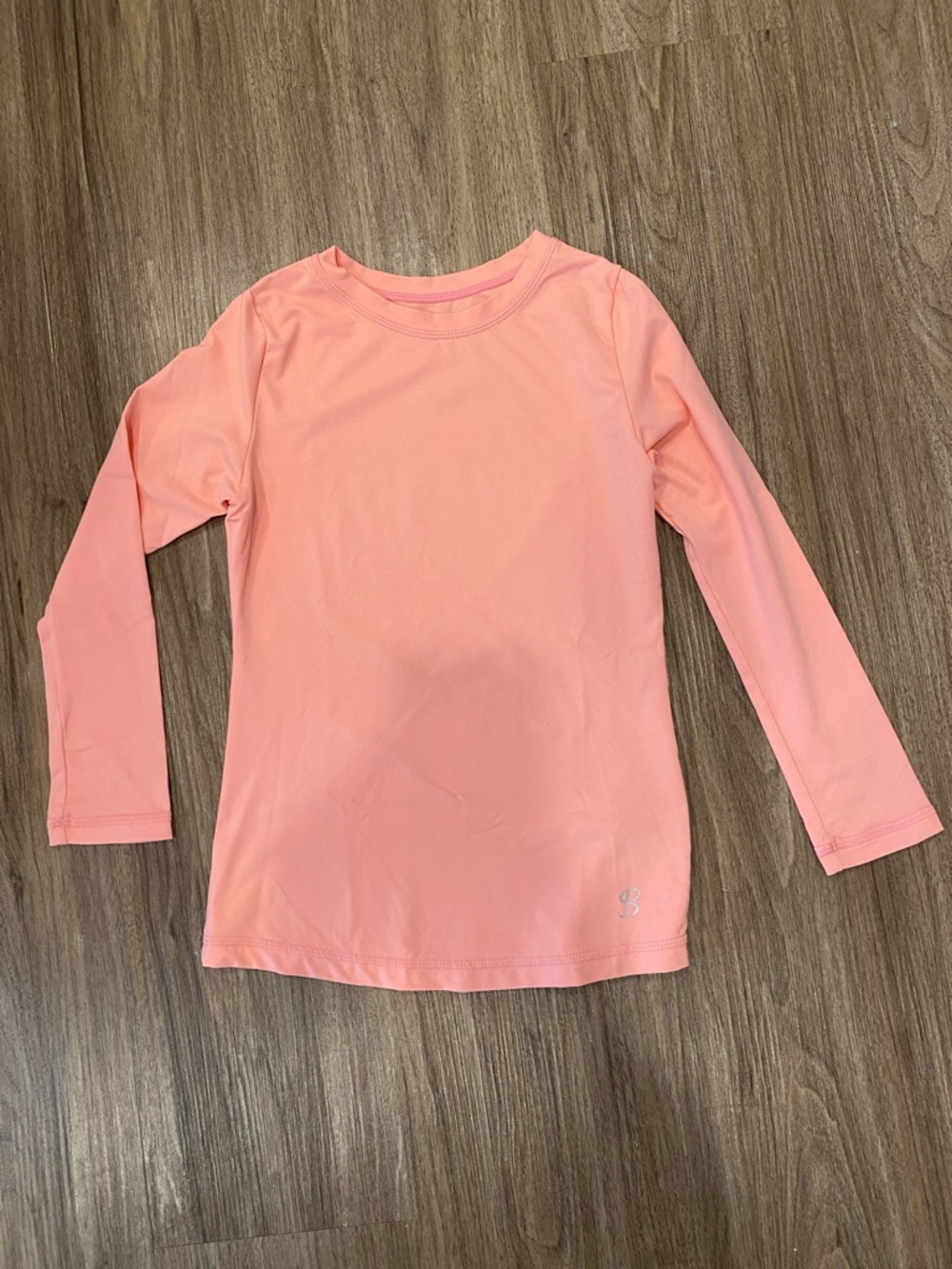 Girls' Long Sleeve Rash Guard Tennis Top in Coral Pinkish